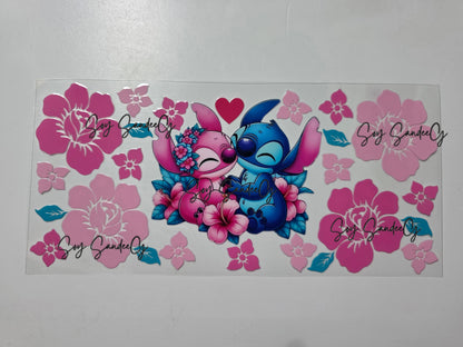 Angel & Stich Hibiscus - UVDTF Wrap for cups/hard surfaces sticker