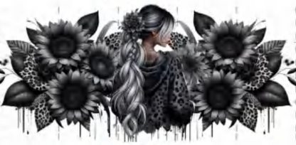 Black Sunflowers Diva - UVDTF Wrap for cups/hard surfaces sticker