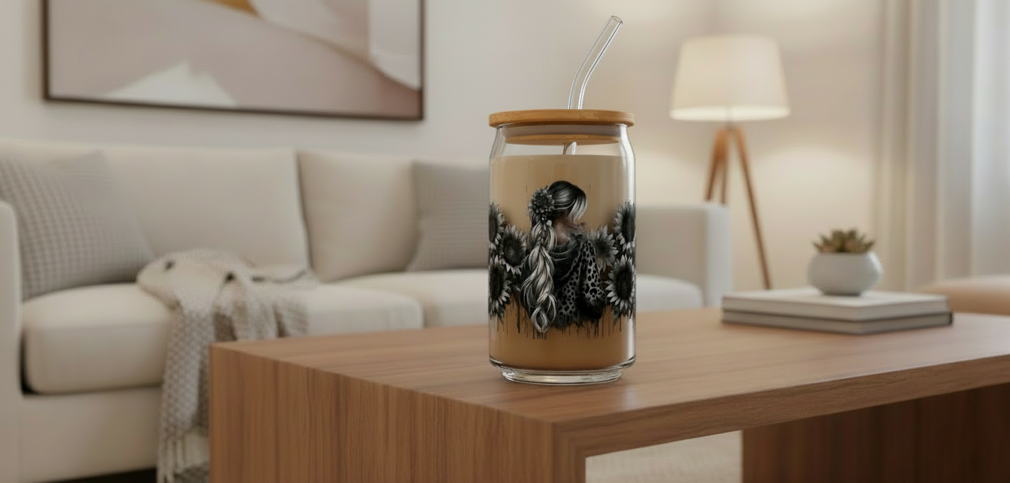 Black Sunflowers Diva - UVDTF Wrap for cups/hard surfaces sticker