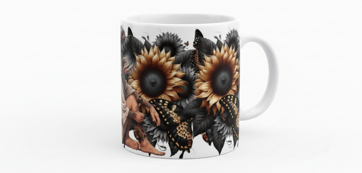 Black & Yellow Butterflies & Sunflowers Diva - UVDTF Wrap for cups/hard surfaces sticker