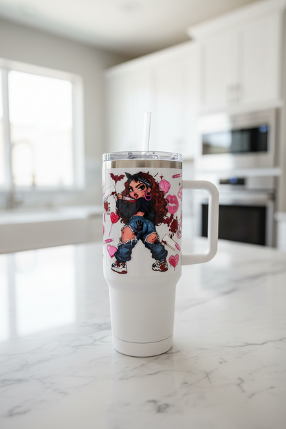 Blue Shirt Attitude Cutie - UVDTF Wrap for cups/hard surfaces sticker