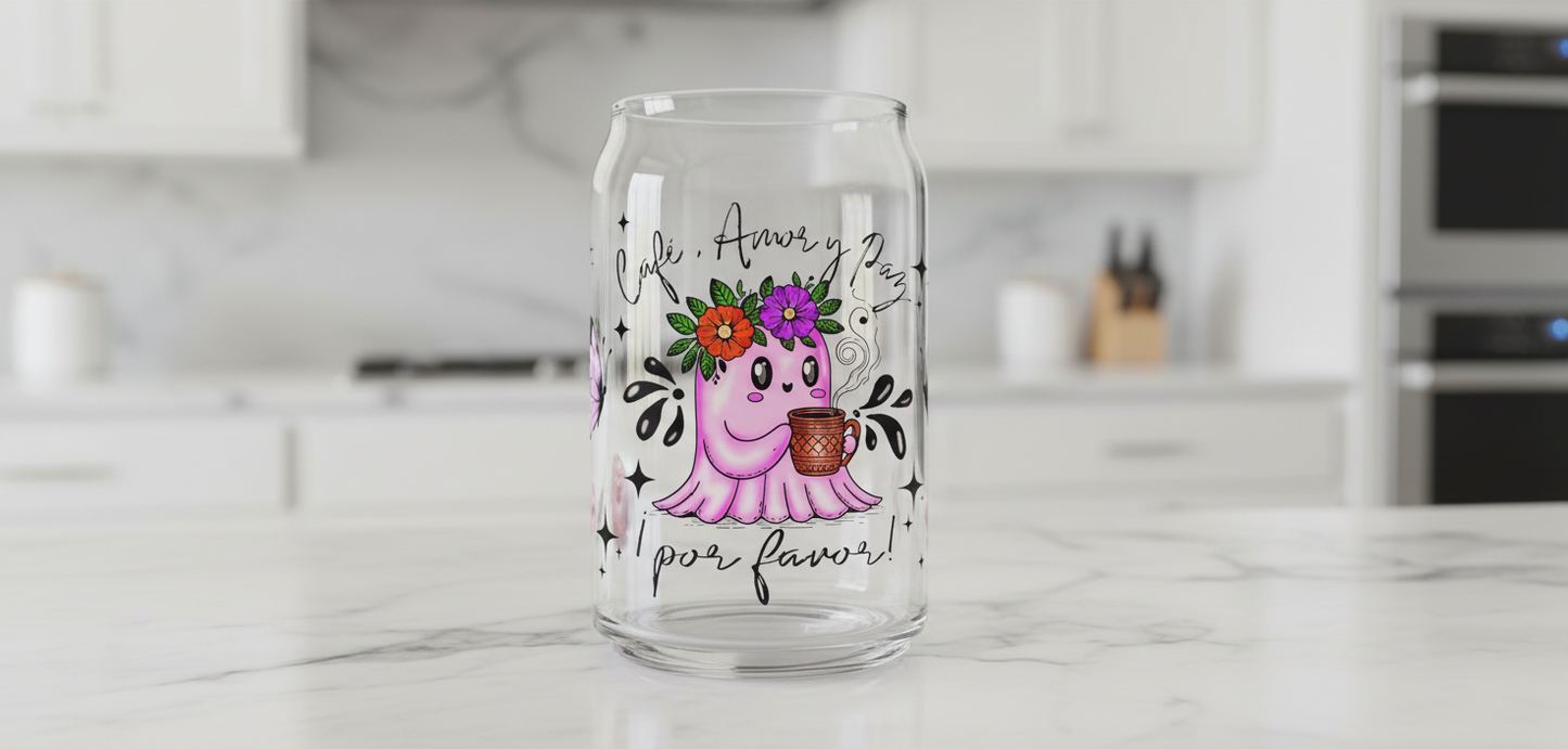 Café, Amor y Paz - UVDTF Wrap for cups/hard surfaces sticker