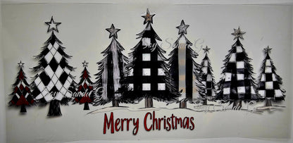 Checkered Christmas Trees - UVDTF Wrap for cups/hard surfaces sticker