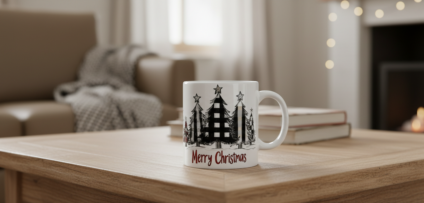 Checkered Christmas Trees - UVDTF Wrap for cups/hard surfaces sticker