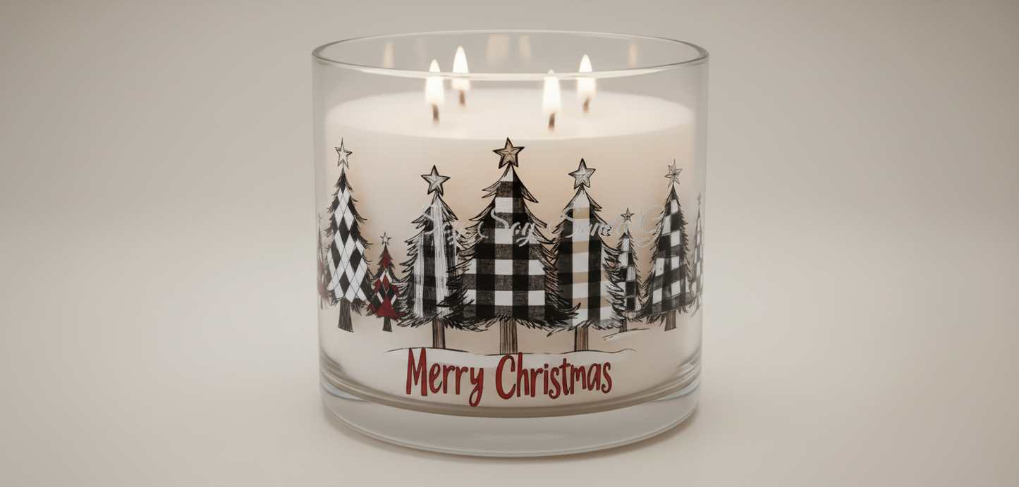 Checkered Christmas Trees - UVDTF Wrap for cups/hard surfaces sticker