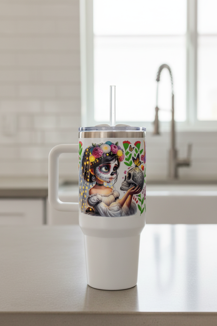 Día de los Muertos Girl (Day of the Dead Girl) - UVDTF Wrap for cups/hard surfaces sticker