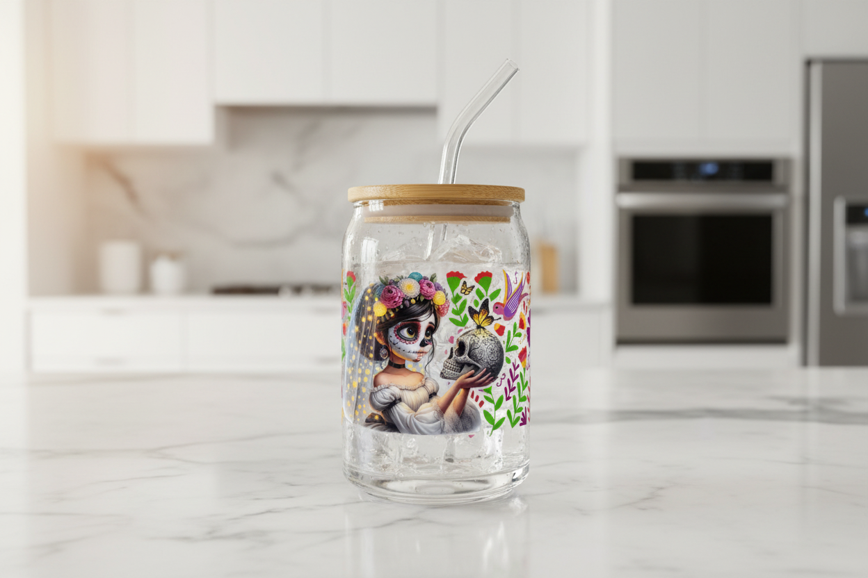 Día de los Muertos Girl (Day of the Dead Girl) - UVDTF Wrap for cups/hard surfaces sticker