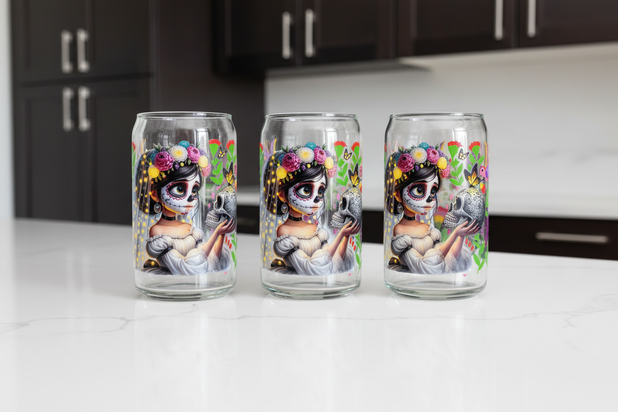 Día de los Muertos Girl (Day of the Dead Girl) - UVDTF Wrap for cups/hard surfaces sticker