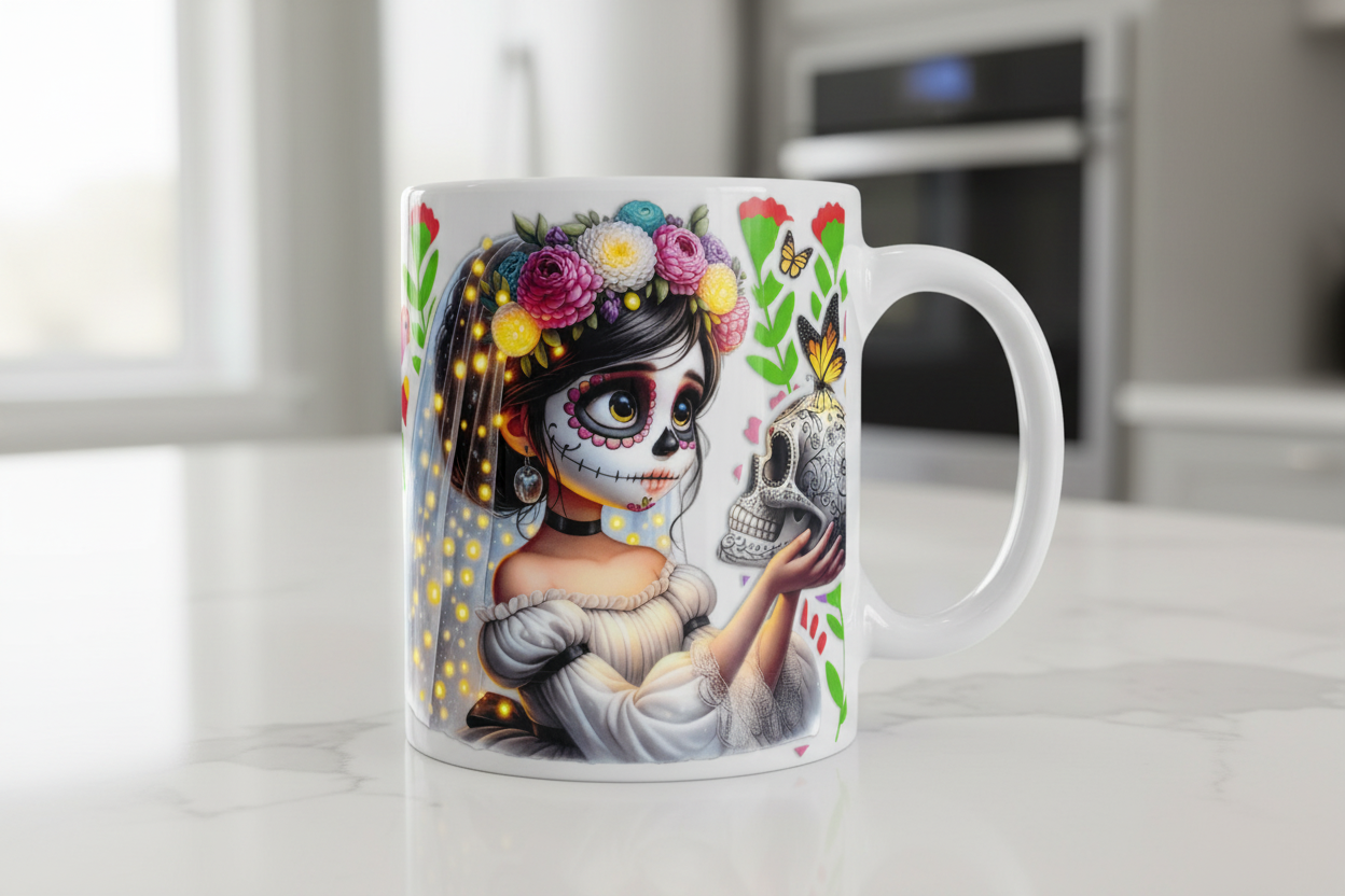 Día de los Muertos Girl (Day of the Dead Girl) - UVDTF Wrap for cups/hard surfaces sticker