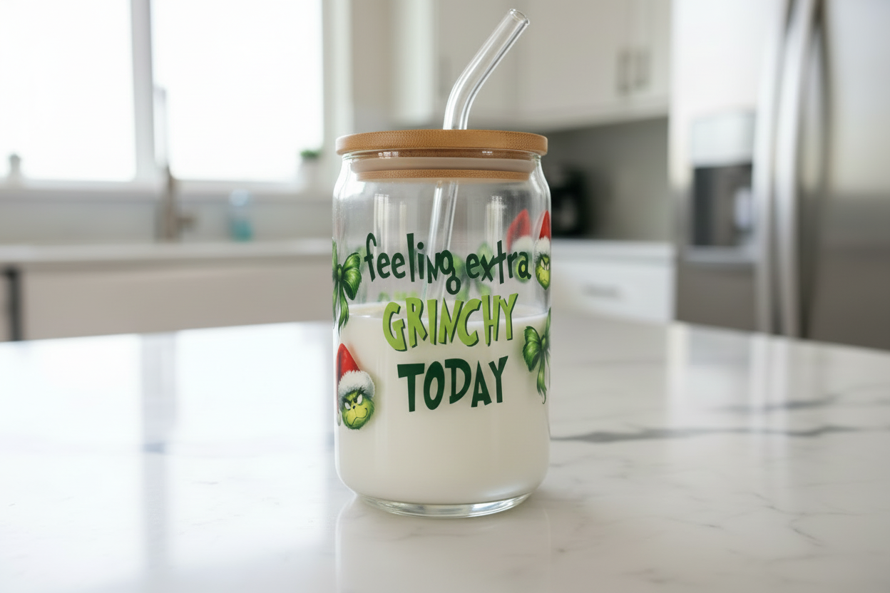 Feeling Extra Grinchy Today & Bows - UVDTF Wrap for cups/hard surfaces sticker