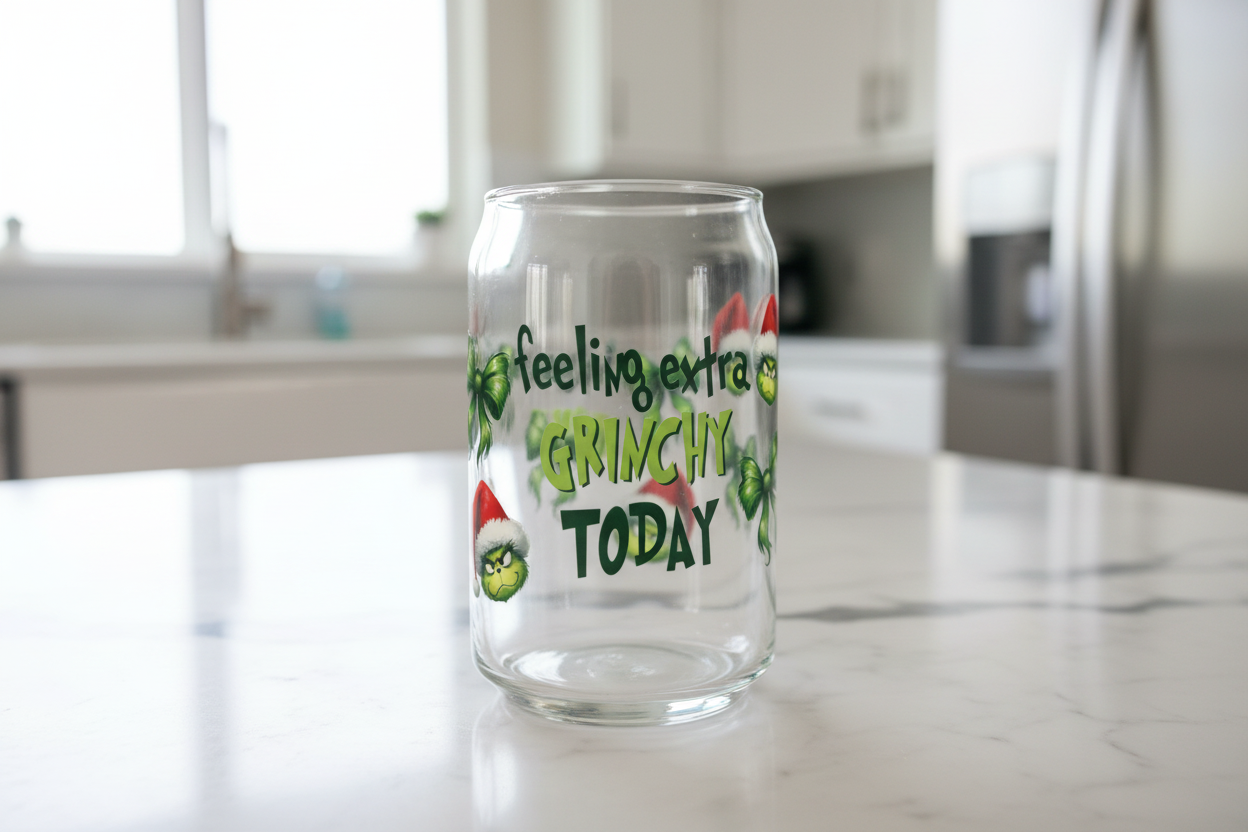 Feeling Extra Grinchy Today & Bows - UVDTF Wrap for cups/hard surfaces sticker