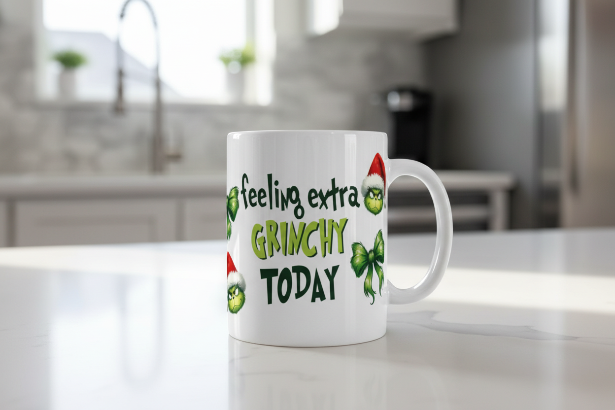 Feeling Extra Grinchy Today & Bows - UVDTF Wrap for cups/hard surfaces sticker