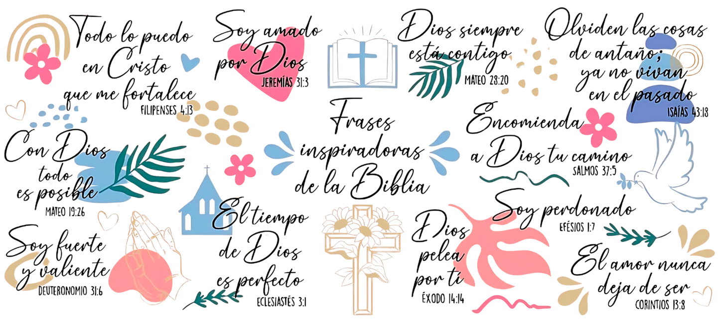 Frases de la Biblia (Spanish Bible Phrases) - UVDTF Wrap for cups/hard surfaces sticker