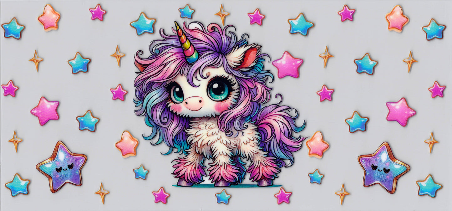 Fuzzy Unicorn - UVDTF Wrap for cups/hard surfaces sticker