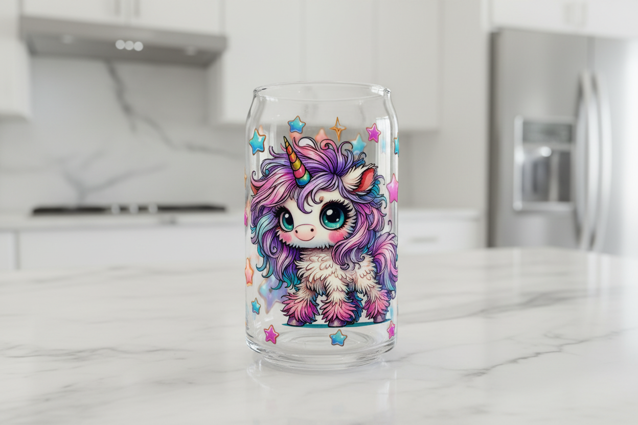 Fuzzy Unicorn - UVDTF Wrap for cups/hard surfaces sticker
