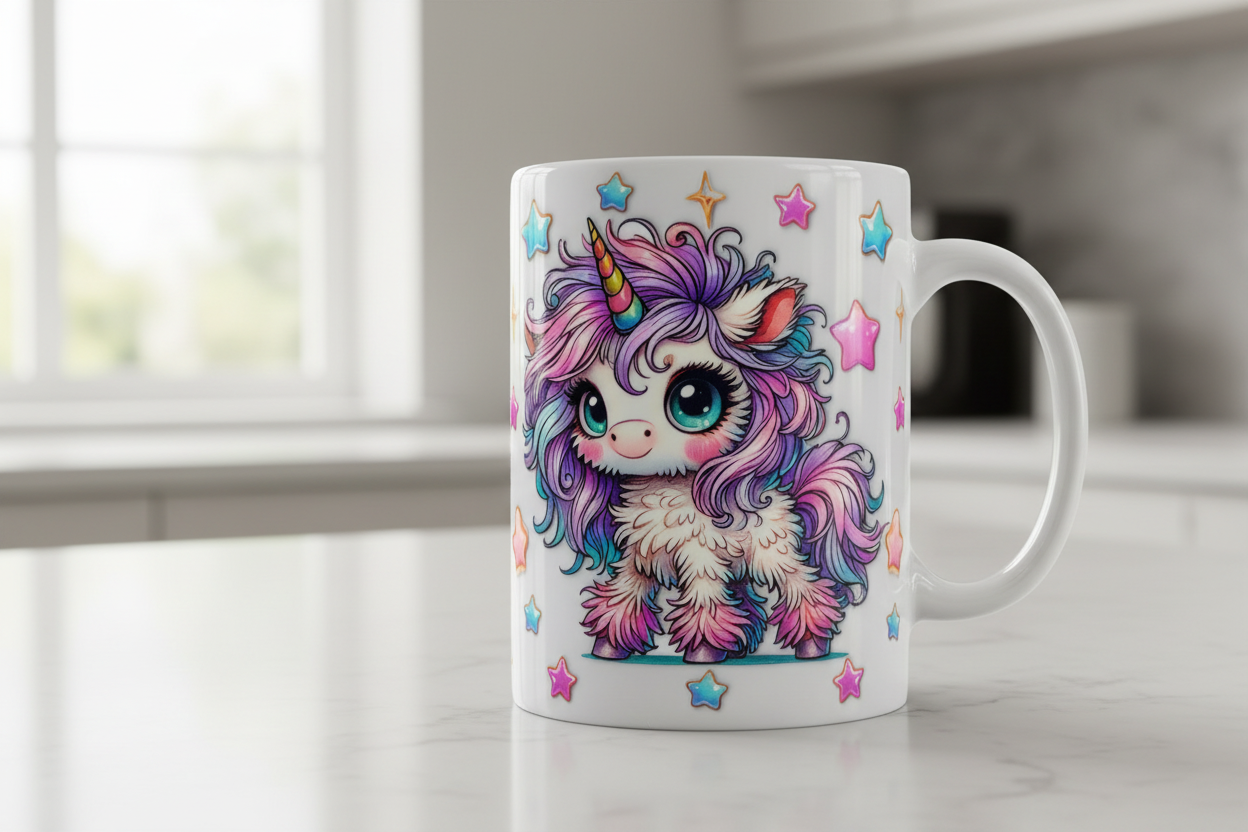 Fuzzy Unicorn - UVDTF Wrap for cups/hard surfaces sticker