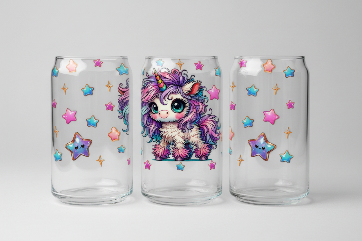 Fuzzy Unicorn - UVDTF Wrap for cups/hard surfaces sticker