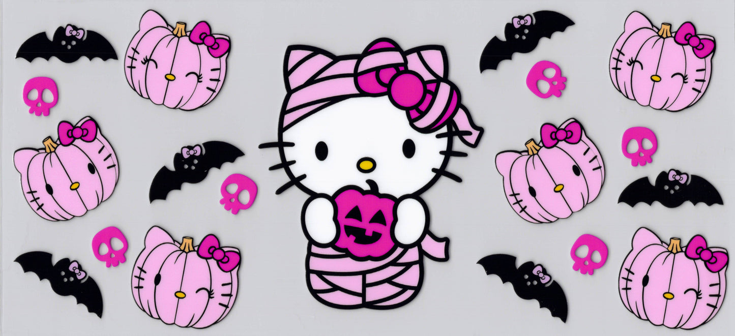 Pink Hello Kitty Halloween - UVDTF wrap for cups/hard surfaces sticker