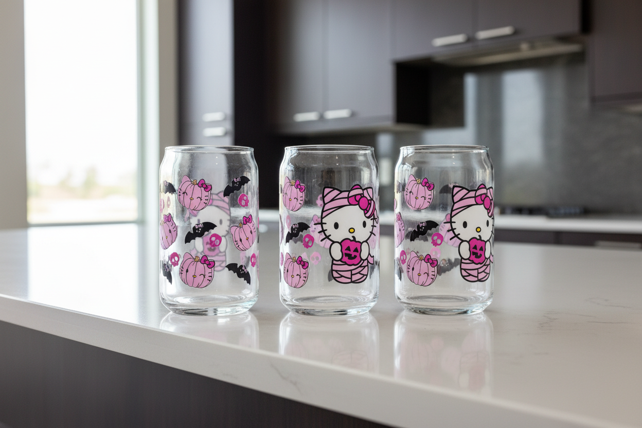 Pink Hello Kitty Halloween - UVDTF wrap for cups/hard surfaces sticker