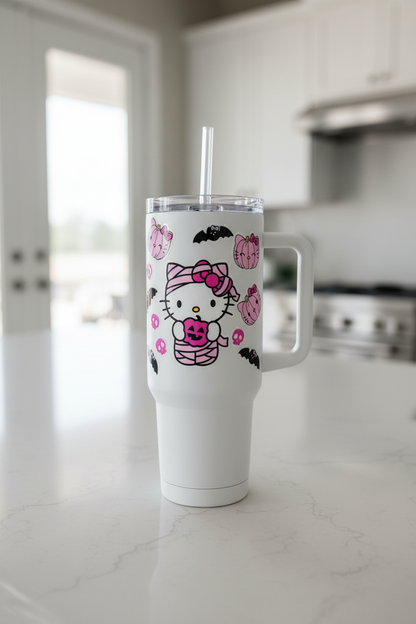 Pink Hello Kitty Halloween - UVDTF wrap for cups/hard surfaces sticker