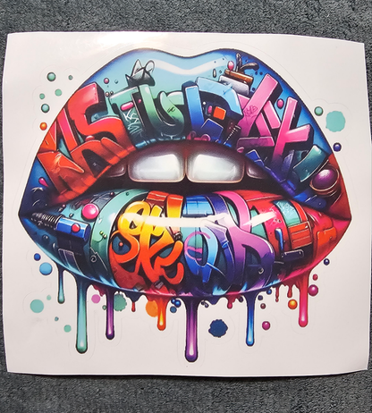 Vibrant Graffiti Lips (Vinyl Decal 6")