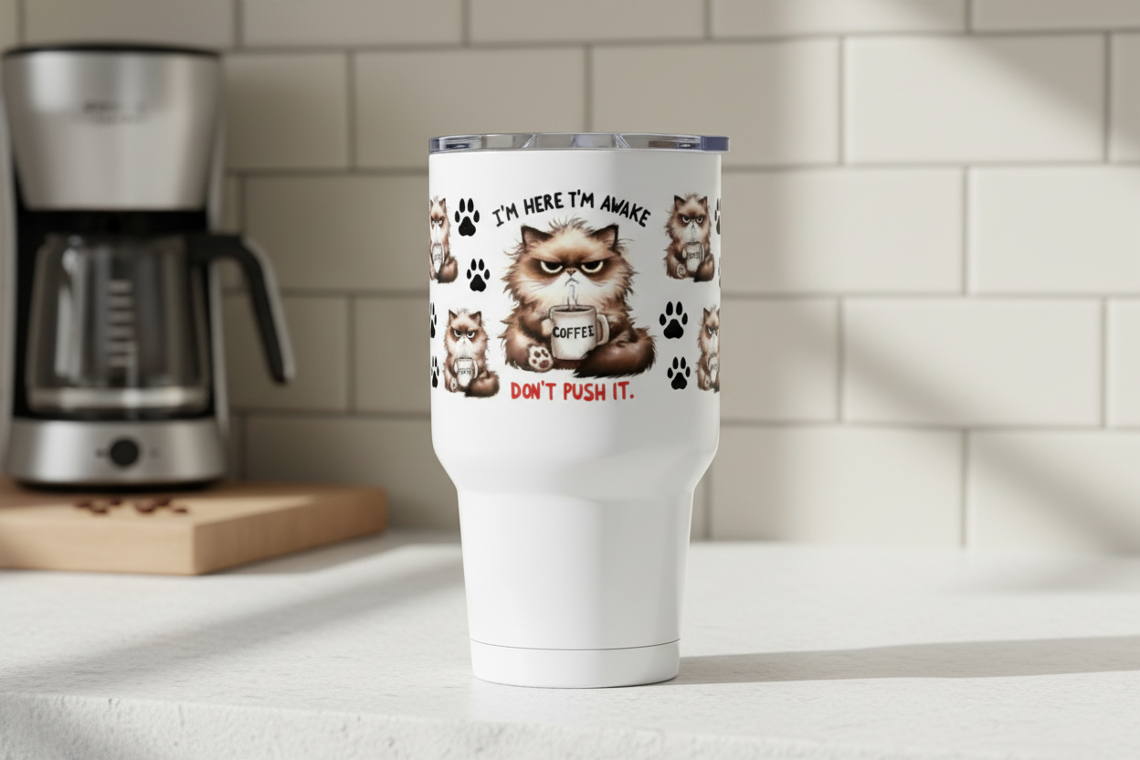 I'm Here I'm Awake - UVDTF Wrap for cups/hard surfaces sticker