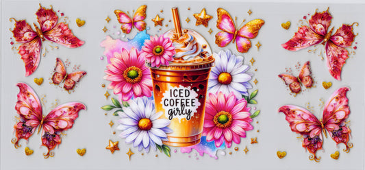Iced Coffee Girly - UVDTF Wrap for cups/hard surfaces sticker