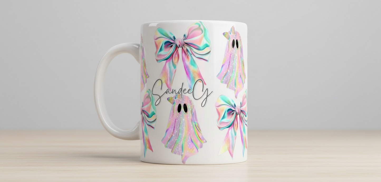 Iridescent Ghosts & Bows - UVDTF Wrap for cups/hard surfaces sticker