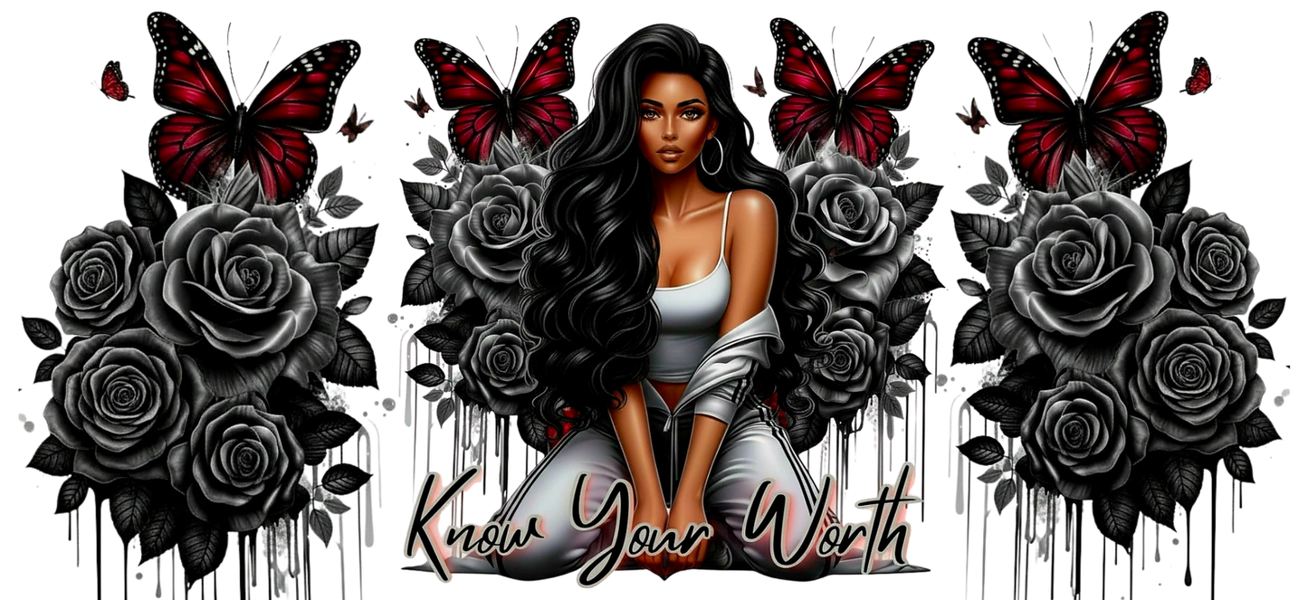 Know Your Worth Red - UVDTF Wrap for cups/hard surfaces sticker