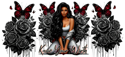 Know Your Worth Red - UVDTF Wrap for cups/hard surfaces sticker