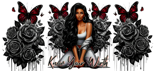 Know Your Worth Red - UVDTF Wrap for cups/hard surfaces sticker