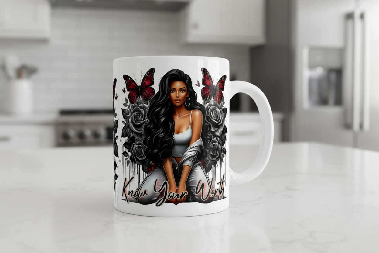 Know Your Worth Red - UVDTF Wrap for cups/hard surfaces sticker