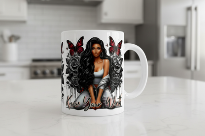 Know Your Worth Red - UVDTF Wrap for cups/hard surfaces sticker