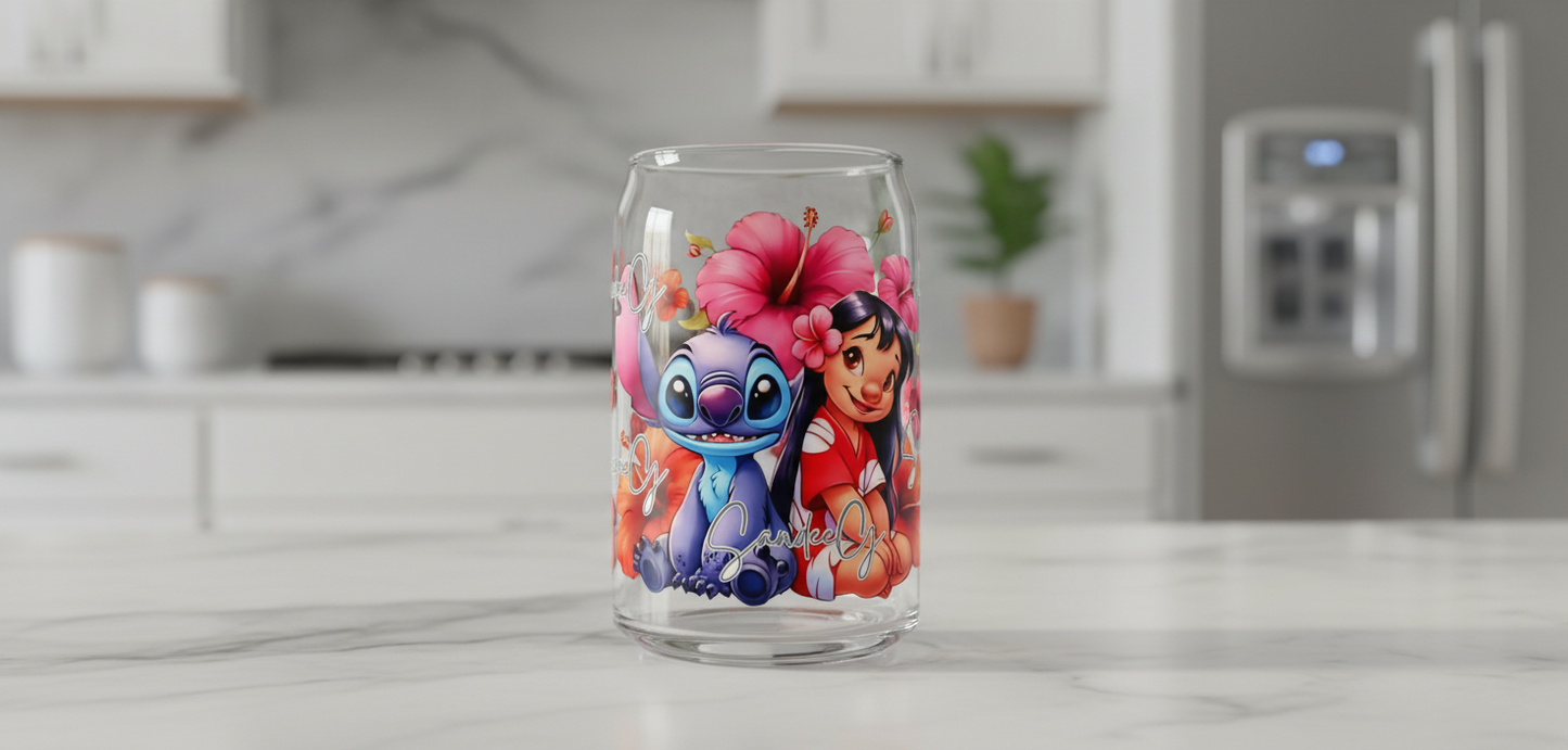 Lilo & Stitch Hibiscus Flowers - UVDTF wrap for cups/hard surfaces sticker
