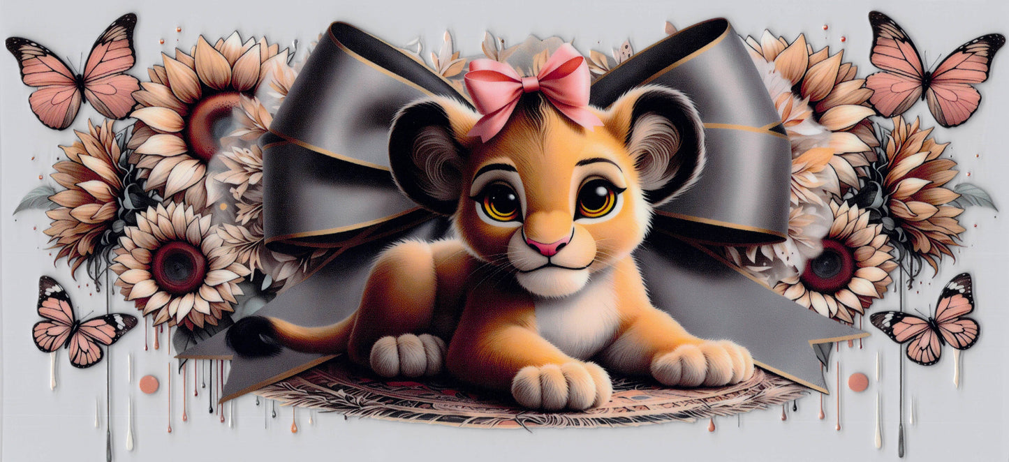 Lion Cub & Flowers - UVDTF Wrap for cups/hard surfaces sticker