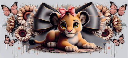 Lion Cub & Flowers - UVDTF Wrap for cups/hard surfaces sticker