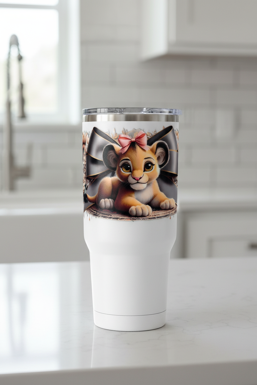 Lion Cub & Flowers - UVDTF Wrap for cups/hard surfaces sticker