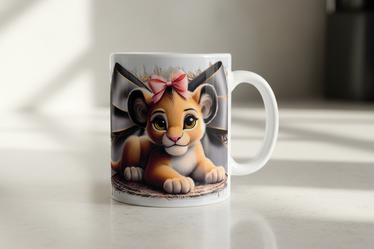 Lion Cub & Flowers - UVDTF Wrap for cups/hard surfaces sticker