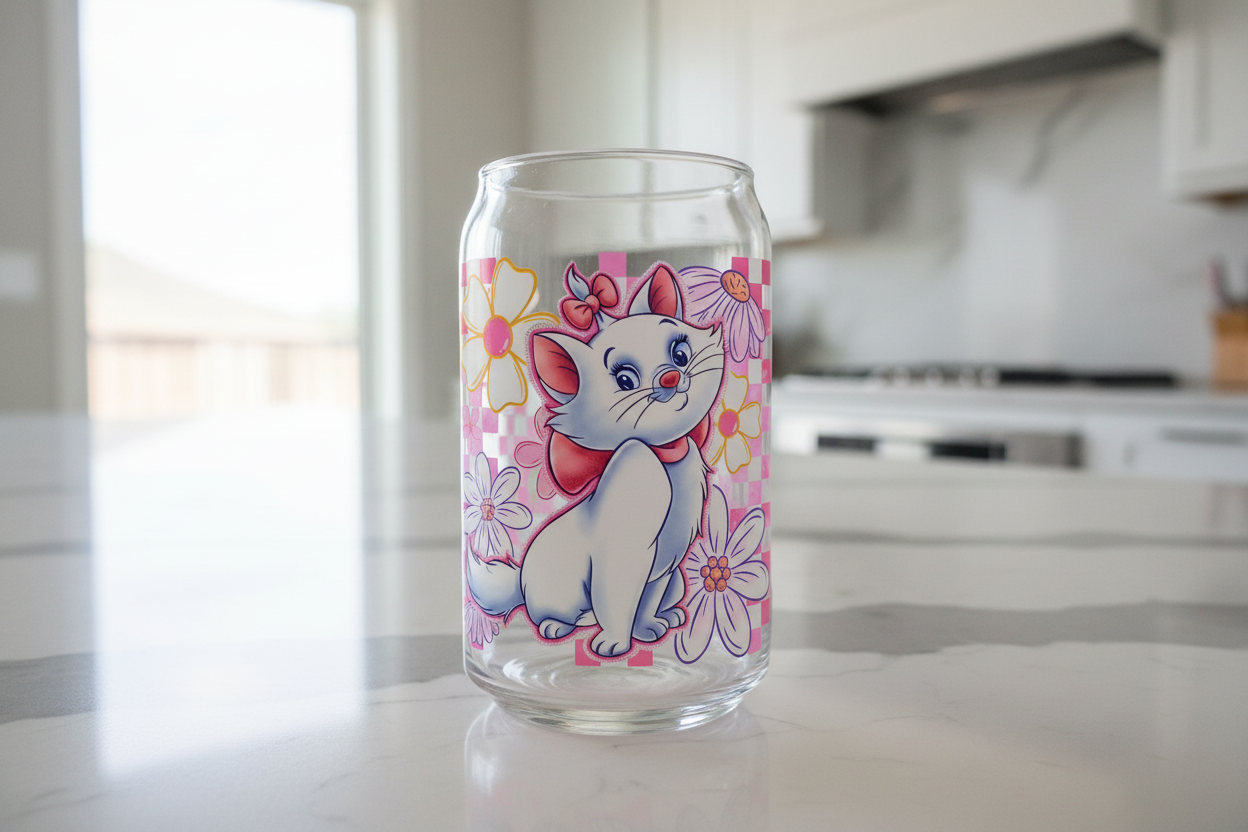 Marie Pink Checkered - UVDTF Wrap for cups/hard surfaces sticker