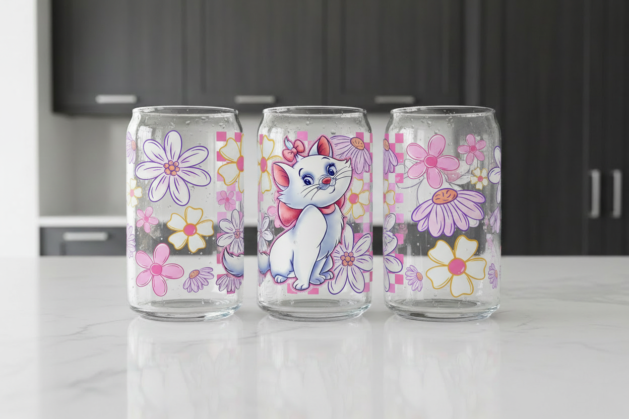 Marie Pink Checkered - UVDTF Wrap for cups/hard surfaces sticker