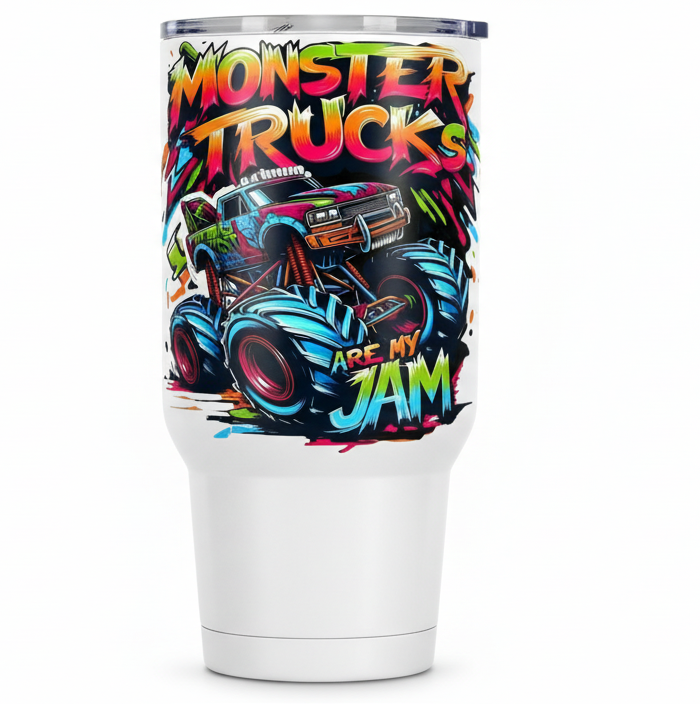 Monster Trucks are my Jam - UVDTF Wrap for cups/hard surfaces sticker
