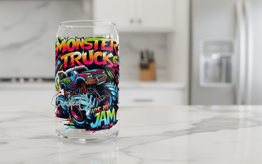 Monster Trucks are my Jam - UVDTF Wrap for cups/hard surfaces sticker