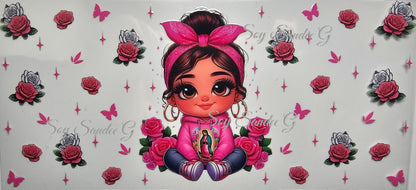 Pink Bandana Guadalupe Cutie - UVDTF Wrap for cups/hard surfaces sticker