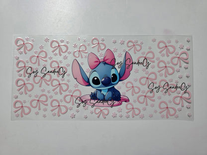 Pink Bows Baby Stitch - UVDTF Wrap for cups/hard surfaces sticker