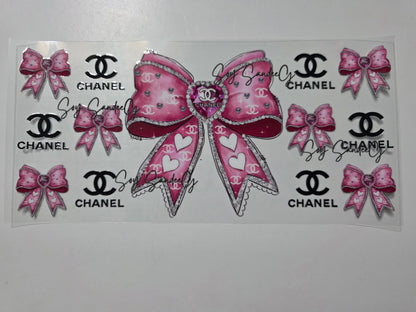 Pink Chanel Bow - UVDTF Wrap for cups/hard surfaces sticker