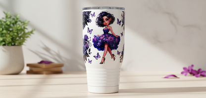 Purple Flowered Dress Girl - UVDTF Wrap for cups/hard surfaces sticker