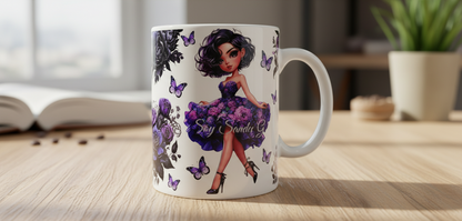 Purple Flowered Dress Girl - UVDTF Wrap for cups/hard surfaces sticker