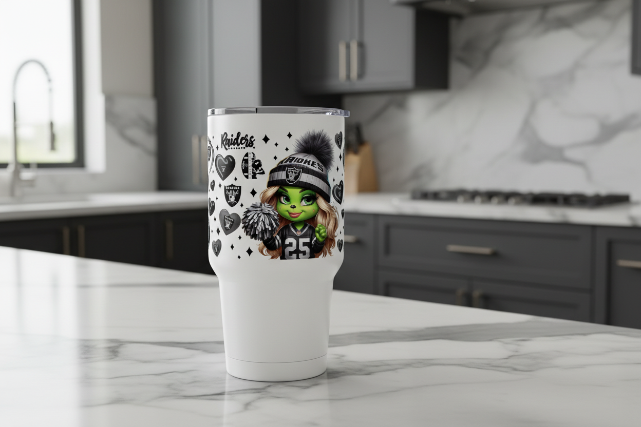 Raiders Green Cheerleader - UVDTF Wrap for cups/hard surfaces sticker