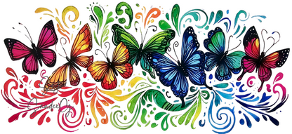 Envoltura UVDTF con mariposas de color azul oscuro