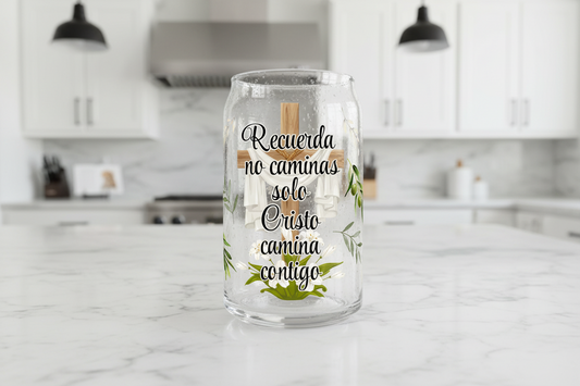 Recuerda No Caminas Solo - UVDTF Wrap for cups/hard surfaces sticker (Clear Background)